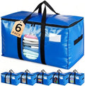 6 Pack Extra Large Moving Bags, Heavy Duty PE Woven Storage Totes with Visible Window & Wrap Around Handles, Reusable Space-Saving Alternative for Home Relocation & Storage by Anreekooc