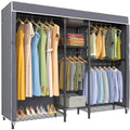 VIPEK Classic V6C Heavy Duty Covered Clothes Rack Portable Wardrobe Closet, 5 Tiers Wire Garment Rack Black Metal Clothing Rack with Grey Oxford Cover, 70.1" L x 17.3" W x 76.4" H, Max Load 870 LBS by VIPEK
