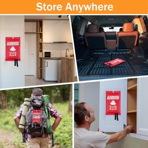 kanhiro Fire Blanket Emergency for Home Kitchen - Fiberglass Fire Suppression Blanket Great for School, Fireplace, Grill, Car, Office, Warehouse (6 Pack, 39 in X 39 in) - Image 6