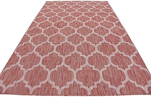Unique Loom Outdoor Trellis Collection Area Rug (6' 1" x 9' Rectangle, Rust Red/ Ivory) - Image 6