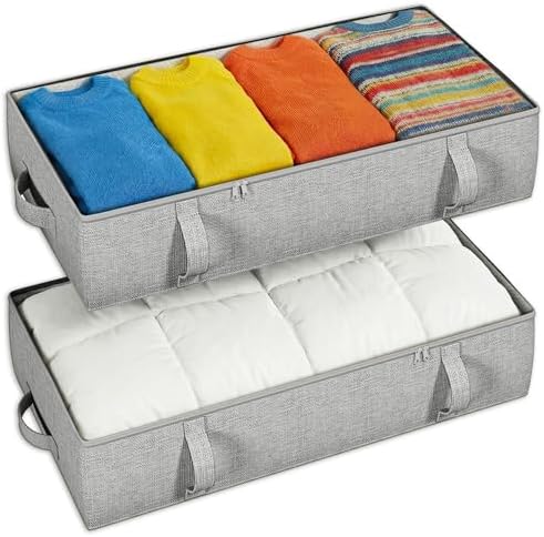 2-Pack Under Bed Storage Containers, 8 Inches Tall Clothes Storage, Gray by Makestorageclosetolife