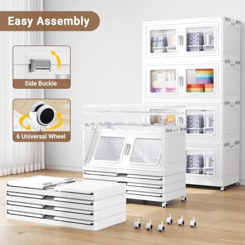 BROVIEW 900 Qt/225 Gal Stackable Storage Bins with Lids, 3 Pack, White - Image 5