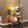 GUDEMAY Large Clear Stackable Plastic Storage Bins with Door, Dustproof Figures Collectibles Display Case, Football & Motorcycle Helmet Showcase, Basketball, Memorabilia Organizer Box (XL, Count, 1) by HaveANiceDay