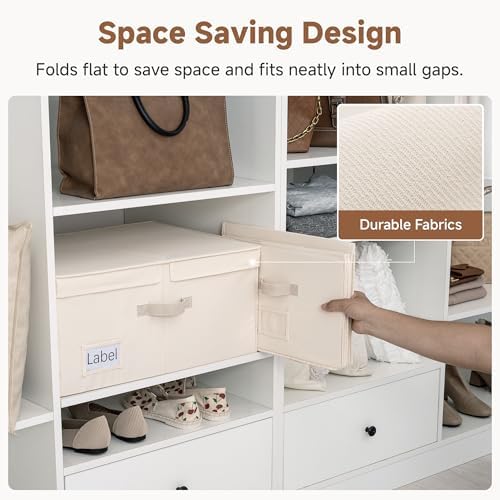 StorageWorks Large Decorative Storage Boxes with Lids, Cream White - Image 7