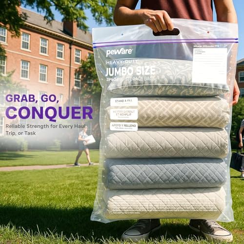 Heavy Duty 20 Gallon Jumbo Storage Bags, 6 Mil Handle Big Zip Seal Lock Bag - Image 4