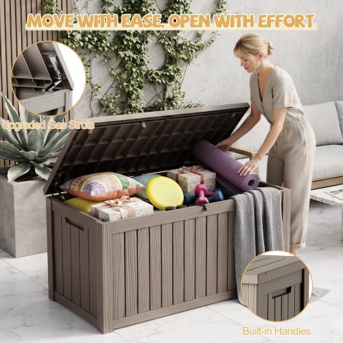 Outdoor Storage Box Waterproof, 220 Gal Gen 2 Resin Deck Box With Wheels - Image 5