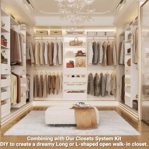 Aheaplus Closet System, Wood Closet Organizer System with Drawers, White - Image 4