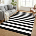 KOZYFLY Black White Rug 5x7 Area Rug Woven Striped Living Room Rugs by KOZYFLY