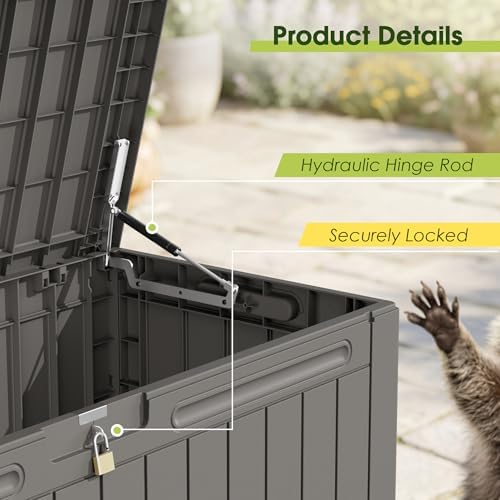 Devoko 100 Gallon Outdoor Storage Box, Waterproof Deck Box Lockable - Image 7