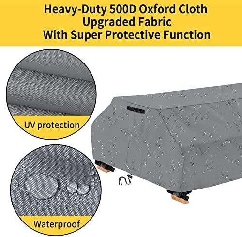 AKEfit Waterproof Picnic Table Covers Heavy Duty Oxford Cloth Wind Dust Proof Anti-UV Outdoor Indoor Patio Picnic Table Bench Cover 70/72 Inch,Grey - Image 3