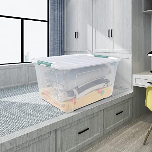 80 L Extra Large Plastic Storage Box, Clear Large Plastic Storage Bins with Wheels, 4-Pack - Image 6