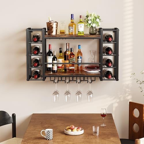 Homeiju Wall Mounted Wine Rack,Wider Side Compartments for Champagne/Magnum - Image 6