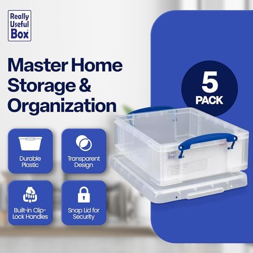 Really Useful Box Stackable 8.1L Plastic Storage Container, 5 Pack - Image 2