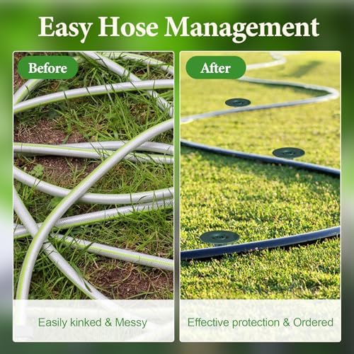 2 Pack Hose Guard Stake, 10 Inch Garden Hose Guide Spike Zinced Metal Spike with Heavy Spin Top, Keep Garden Hose Out of Flower Beds for Plant Protection, Yard Lawn - Image 5
