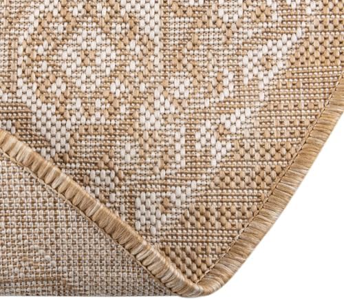 Rugs.com - Outdoor Aztec Rug – 4 Ft Round Natural Indoor/Outdoor Rug – Washable, Stain-Resistant for Patios, Decks, and Porches - Image 6