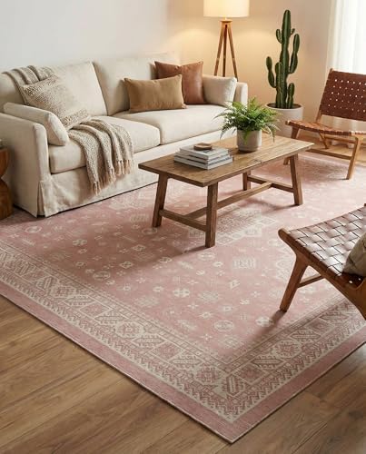 Rugs.com - Outdoor Aztec Rug – 13 Ft Square Pink Indoor/Outdoor Rug Washable Stain-Resistant Flatweave for Patios, Decks, and Porches by Rugscom