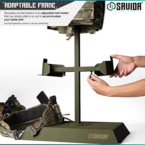 Savior Equipment H.A.B Tactical Gear Stand Helmet Vest Belt Display Rack, Military Gear Holder Plate Carrier Indoor Home Garage Free-Standing Organizer, Heavy Duty Steel Construction Hold Up To 70 lbs - Image 5