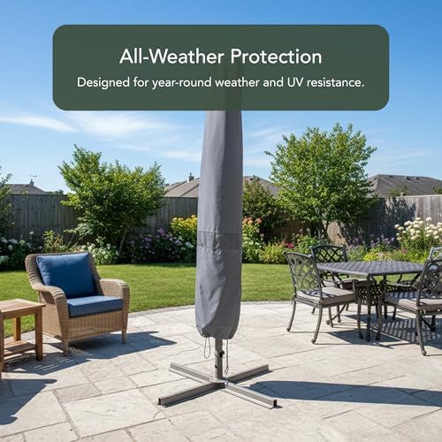 Covermates Elite Outdoor Offset Umbrella Cover – 10-13' Diameter, Charcoal - Image 3
