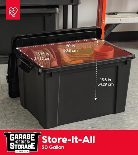 IRIS USA 6-Pack 20 Gal Heavy Duty Lockable Storage Totes with Lids, Black - Image 3