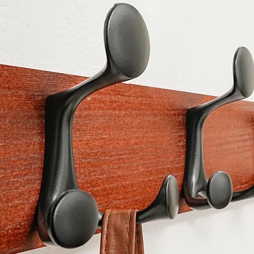 SKOLOO 43-Inch Cherry Wood Coat Rack Wall Mount with 8 Triple Hooks - Ideal for Family Entrances, Classrooms, and Pet Supplies Storage - Perfect Coat Hooks for Wall - Image 3