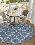 Unique Loom Trellis Collection Area Rug-Lattice Design, Moroccan Inspired for Indoor/Outdoor Décor, 7' 10" x 7' 10" Round, Navy Blue/Gray by UniqueLoom