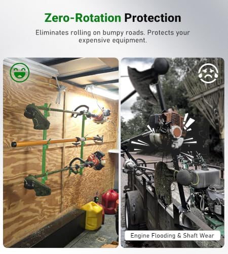 ELITEWILL Weedeater Rack for Enclosed Trailer Weed Eater Trimmer Rack for Trailer Landscape Truck Holder Lawn Equipment Accessories Green - Image 2