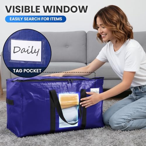 TAILI 10 Pack Dark Blue XXL Moving Bags,Storage Bags with Visible Window - Image 5