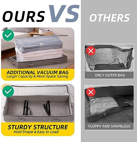 TAILI Under Bed Vacuum Storage Bags for Comforters and Blankets, Save 80% Space, Large Capacity Foldable Under Bed Storage Box for Quilts Pillow Blankets Linen, 41" x 17.7" x 6", Jumbo Vacuum Seal - Image 6