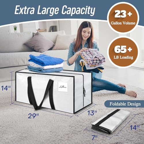 12 Pack Extra Heavy Duty Large Moving Bags with Strong Zipper, White - Image 3