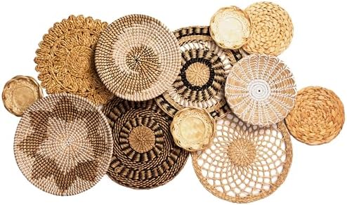 Laquedecraft Basket Wall Decor Set of 12, Natural Handwoven Wicker by Laquedecraft