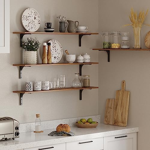 DINZI LVJ Long Wall Shelves, 47.3Inch Wooden Wall Mounted Shelves, Set of 4 - Image 7