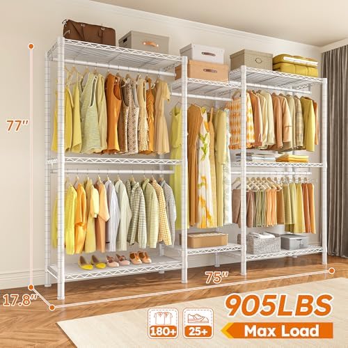 Raybee Clothes Rack, Freestanding Closet Storage System, 5 Rods 8 shelves - Image 2