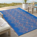 Fab Habitat Boho Southwestern Tribal Outdoor Rug - Waterproof, Crease-Free Fade Resistant, Reversible - Recycled Plastic - Patio Porch Balcony Deck Yard Garden - Jodhpur Multi Blue - 8x10 ft by FabHabitat