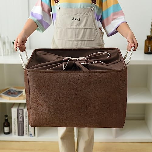 TheWarmHome Organization and Storage for Organizing - Extra Jumbo 3 Pack 20.5x15.7x13.8 inch Fabric Storage Bin for Shelves, Storage cubes for Decorative Shoes Towel Blanket Closet (Brown) - Image 6