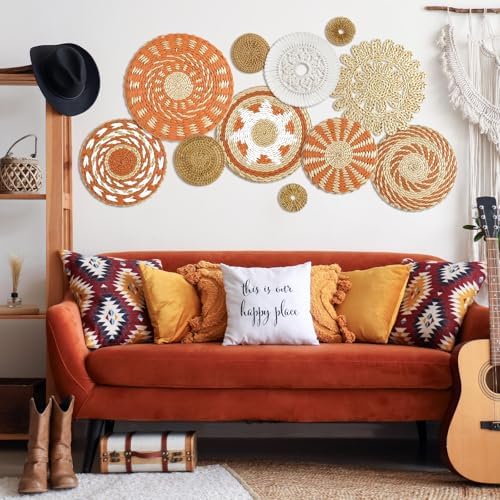 Tatuo 11 Pcs Boho Wall Basket Decor Woven Wall Hanging Art, Delicate - Image 5