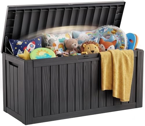 EFU Outdoor Storage Box 140 Gallon Deck Box, Waterproof Resin, Black by EFU