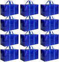 HealSmart 12 Pack Large Moving Bags with Zippers & Handles, Moving Supplies with lids, Heavy Duty Totes for Space Saving, Fold Flat, Moving and Storing, Blue by HealSmart