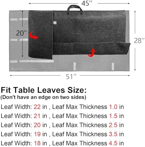 Table Leaf Storage Bag 2 Pack, Fit 48x24in Table Leaves - Image 2