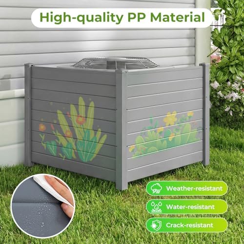 GIANTEX No-Dig Air Conditioner Fence, 2 Panels, 48''W x 36''H, Gray - Image 2