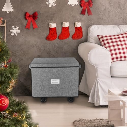 Lukeline Christmas Ornament Storage Box with Wheels, Stackable Christmas Ornament Organizer with 3 Drawer Trays, Openable Ornament Organizer for Storing Decorations, Portable Christmas Ball Box - Image 6