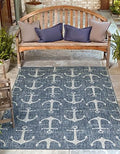 Unique Loom Outdoor Coastal Collection Area Rug - Ahoy (4' 1" x 6' 1" Rectangle, Blue/ Ivory) by UniqueLoom