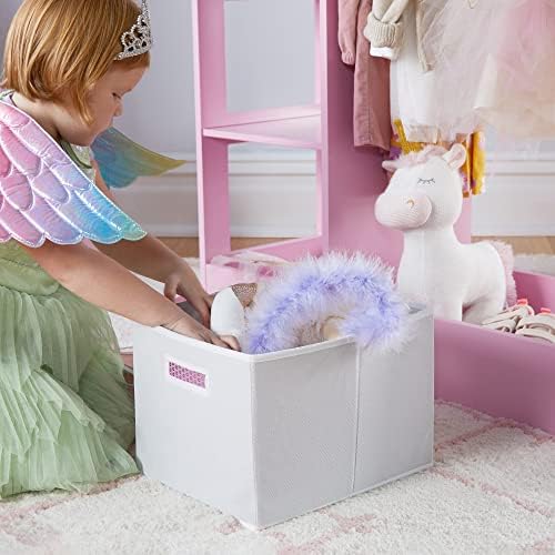 Guidecraft See and Store Dress-up Center – Pink: Pretend Play Costume Storage Wardrobe for Kids with Mirror & Shelves, Armoire with Bottom Tray, Toddlers Room Furniture - Image 4