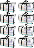 BALEINE 8-Pack Oversized Moving Bags with Reinforced Handles, Heavy-Duty Storage Tote for Clothes, Moving Supplies (Clear, 8-Pack) by BALEINE