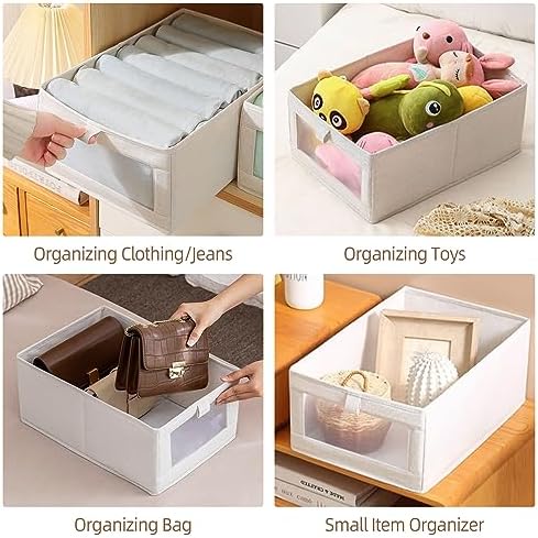 Linen Closet Organizers And Storage, 12 Pack Closet Storage Bins Linen Closet Baskets for Closet Organization Foldable Closet Organizer Bins with Clear Window For Organizing Clothing, Jeans, Shelves - Image 6