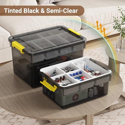 80Qt Stackable Storage Bins with Lids Trays Craft Box Organizers, 4Pack,GY - Image 3