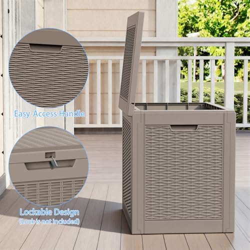 Vixzen 36 Gallon Deck Boxes Outdoor Waterproof, Lockable Resin Storage Box with lid for Furniture Cushions, Weatherproof Containers Outside Storage Boxes for Garden Patio Pool Tools(Grey, 36 Gallon) - Image 4