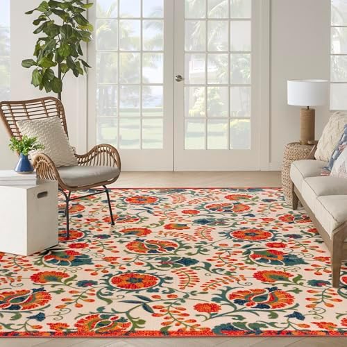 Nourison Home Aloha Red Multicolor 7'10" x 10'6" Area Rug - Easy Clean, Non Shedding, Bed Room, Living Room, Dining Room, Kitchen (8' x 11') - Image 3