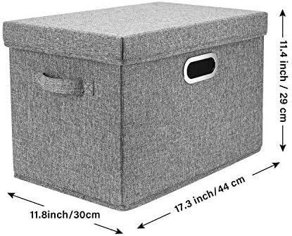 TYEERS Large Storage Bins with Lids, Collapsible, Washable, Fabric Storage Boxes for Organizing, 17.3x11.8x11.4 inches, 5 Pack, Gray - Image 2