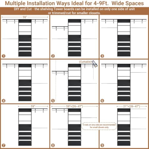 Aheaplus Closet System, Wood Closet Organizer System with Drawers, Black - Image 3