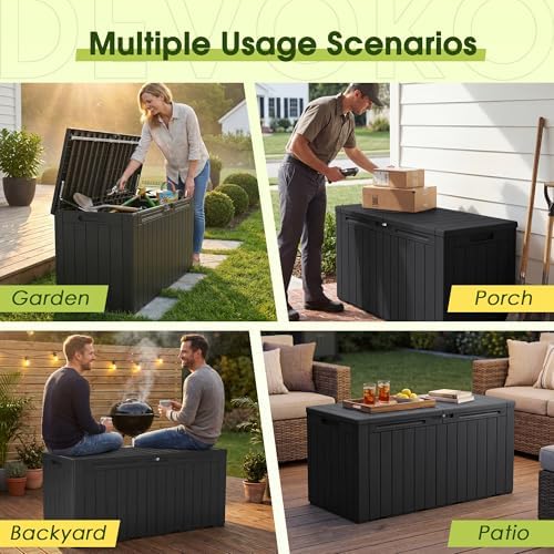 Devoko 100 Gallon Outdoor Storage Box, Waterproof Deck Box Lockable - Image 5